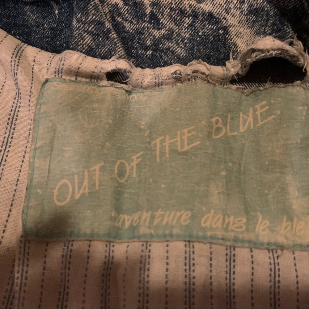 Vintage 80’s Out Of The Blue Acid Wash Long Denim Duster Coat Jacket Large - Picture 7 of 16